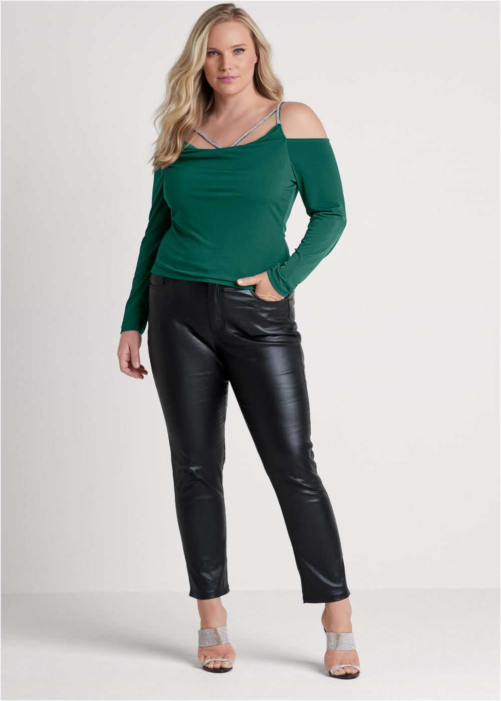 Venus Plus Size Embellished Strappy Top