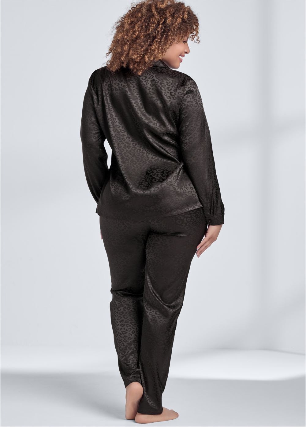 Venus Midnight Cat JACQUARD SATIN PAJAMA SET