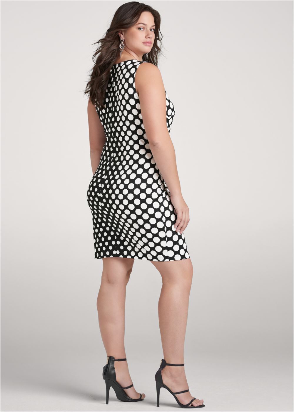 Venus Black & White POLKA-DOT BODYCON DRESS