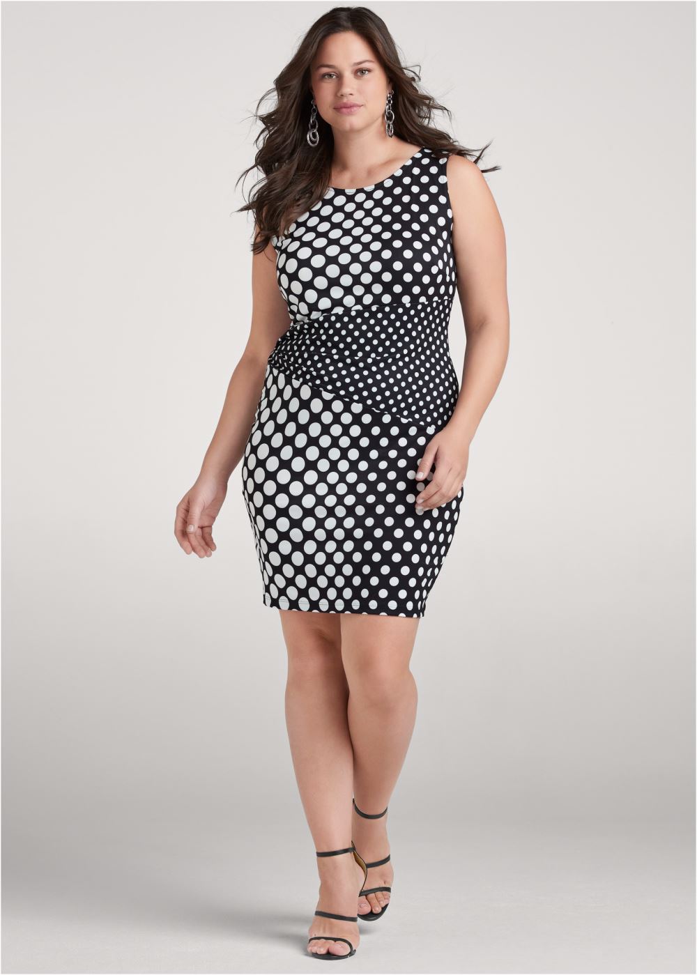 Venus Black & White POLKA-DOT BODYCON DRESS