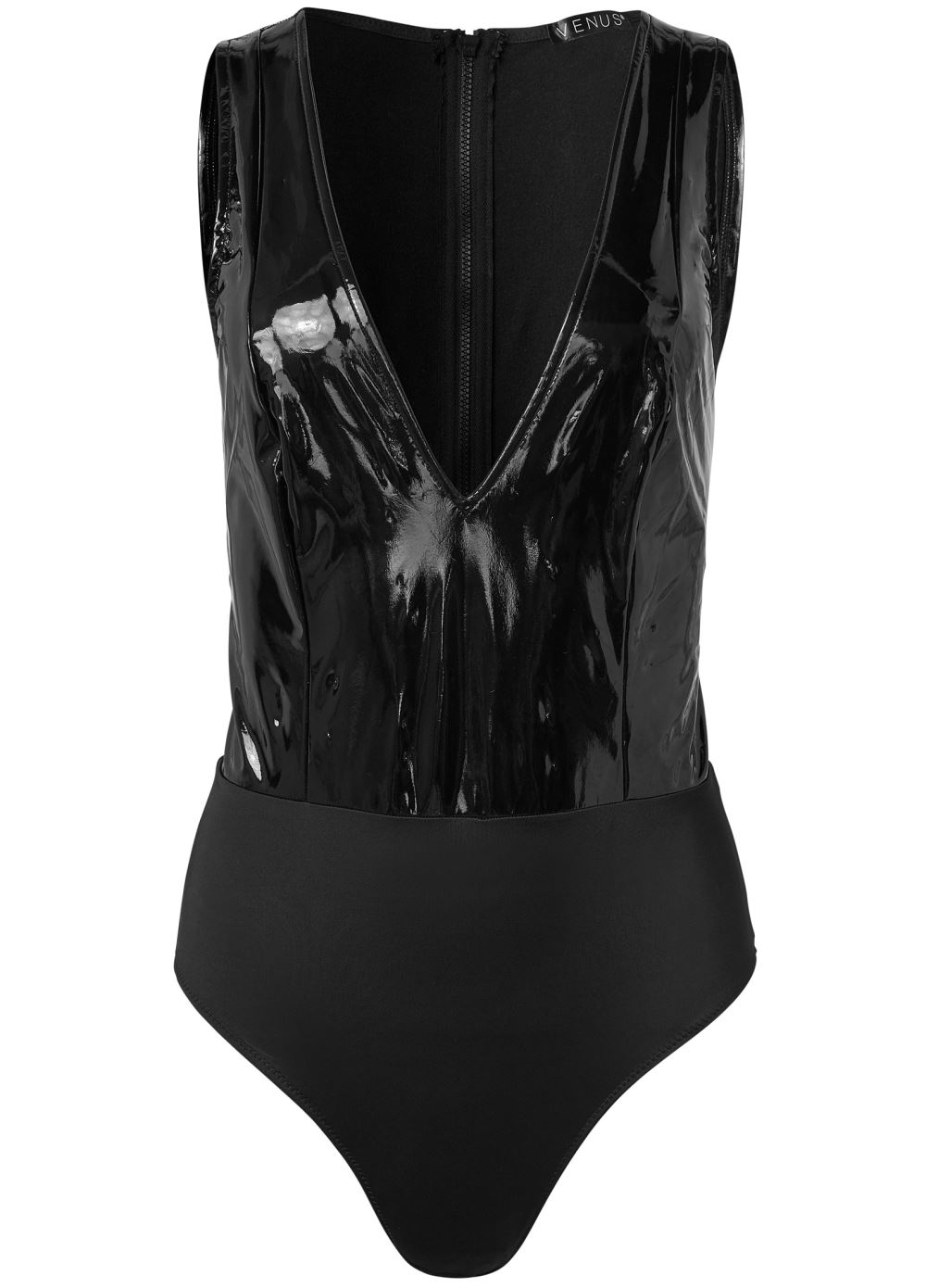 Venus Black PLUNGE LATEX BODYSUIT