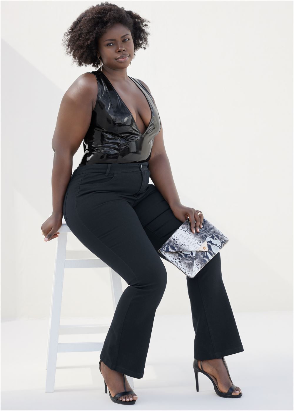 Venus Black PLUNGE LATEX BODYSUIT