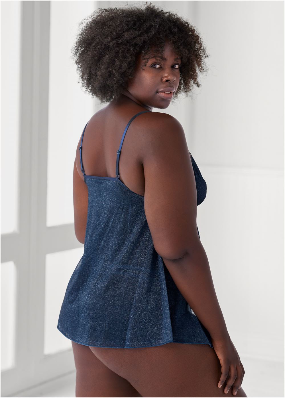 Venus Navy & Silver FLYAWAY SHIMMER BABYDOLL