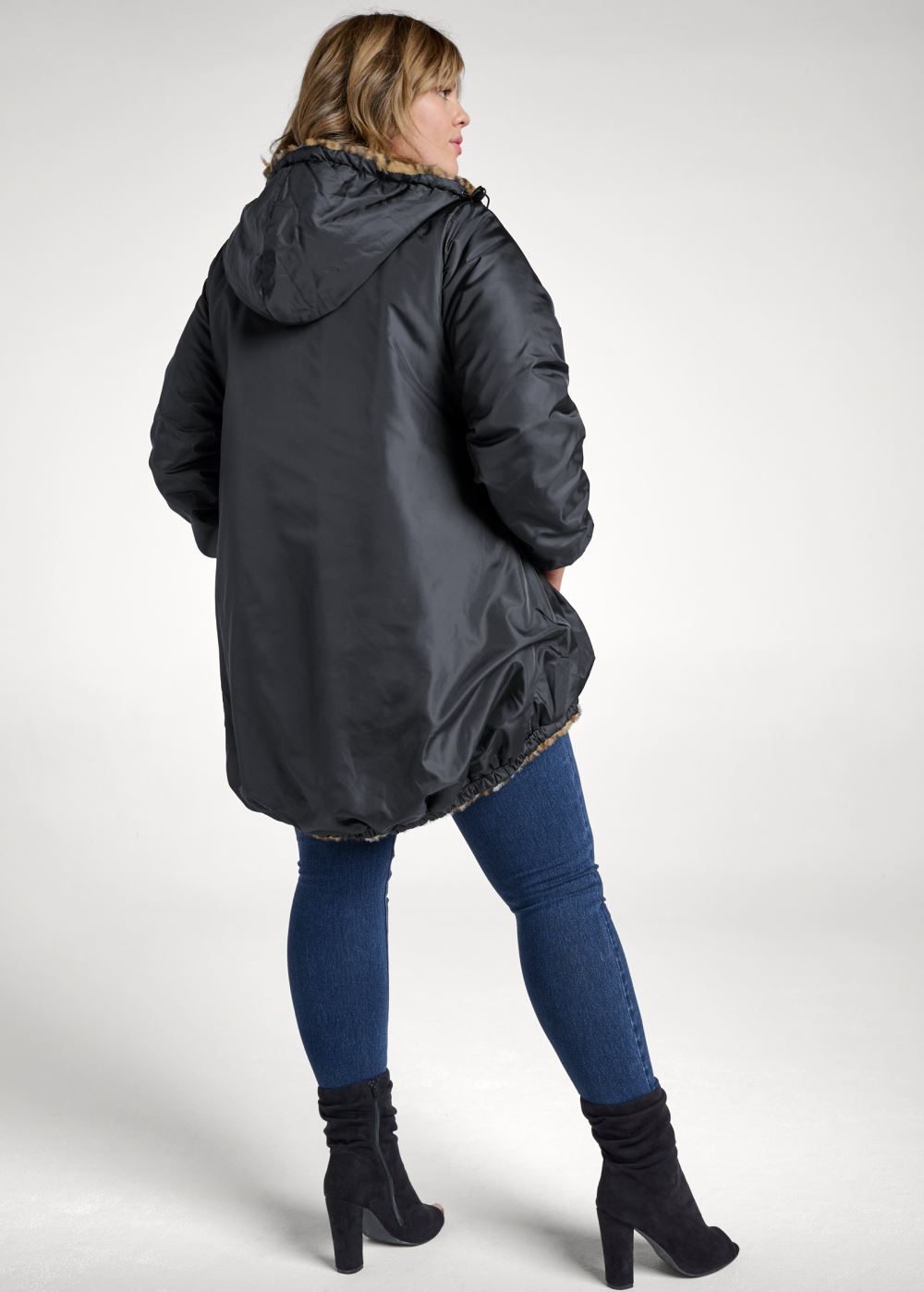 Venus Reversible Faux-Fur Anorak in Black Multi