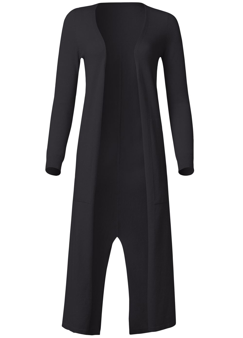 Venus Plus Size Faux Cashmere Split Duster in Black