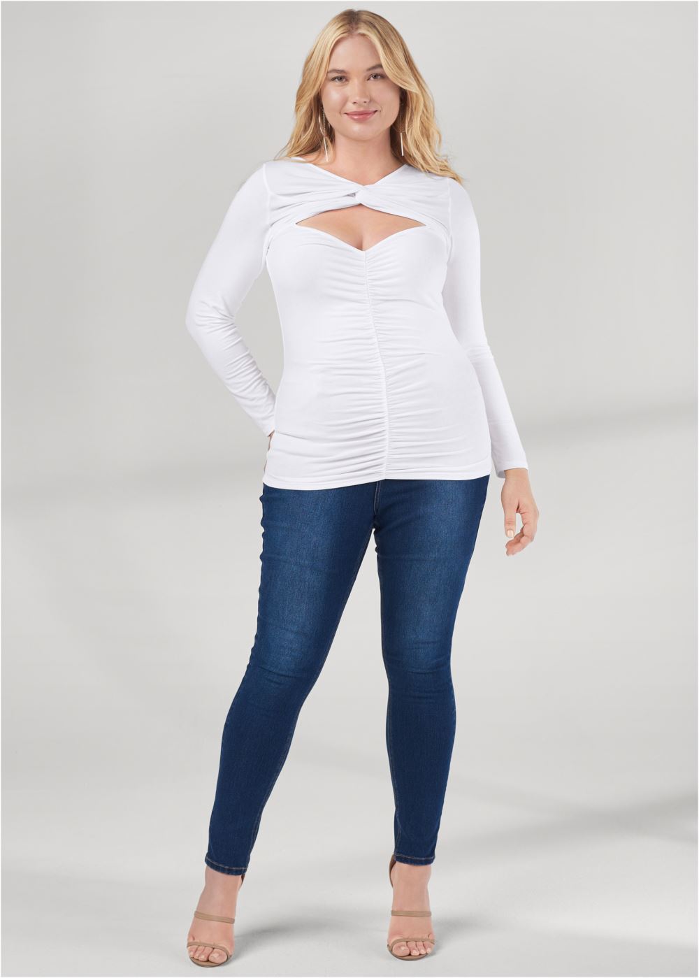 Venus Plus Size Ruched Knot Twist Top