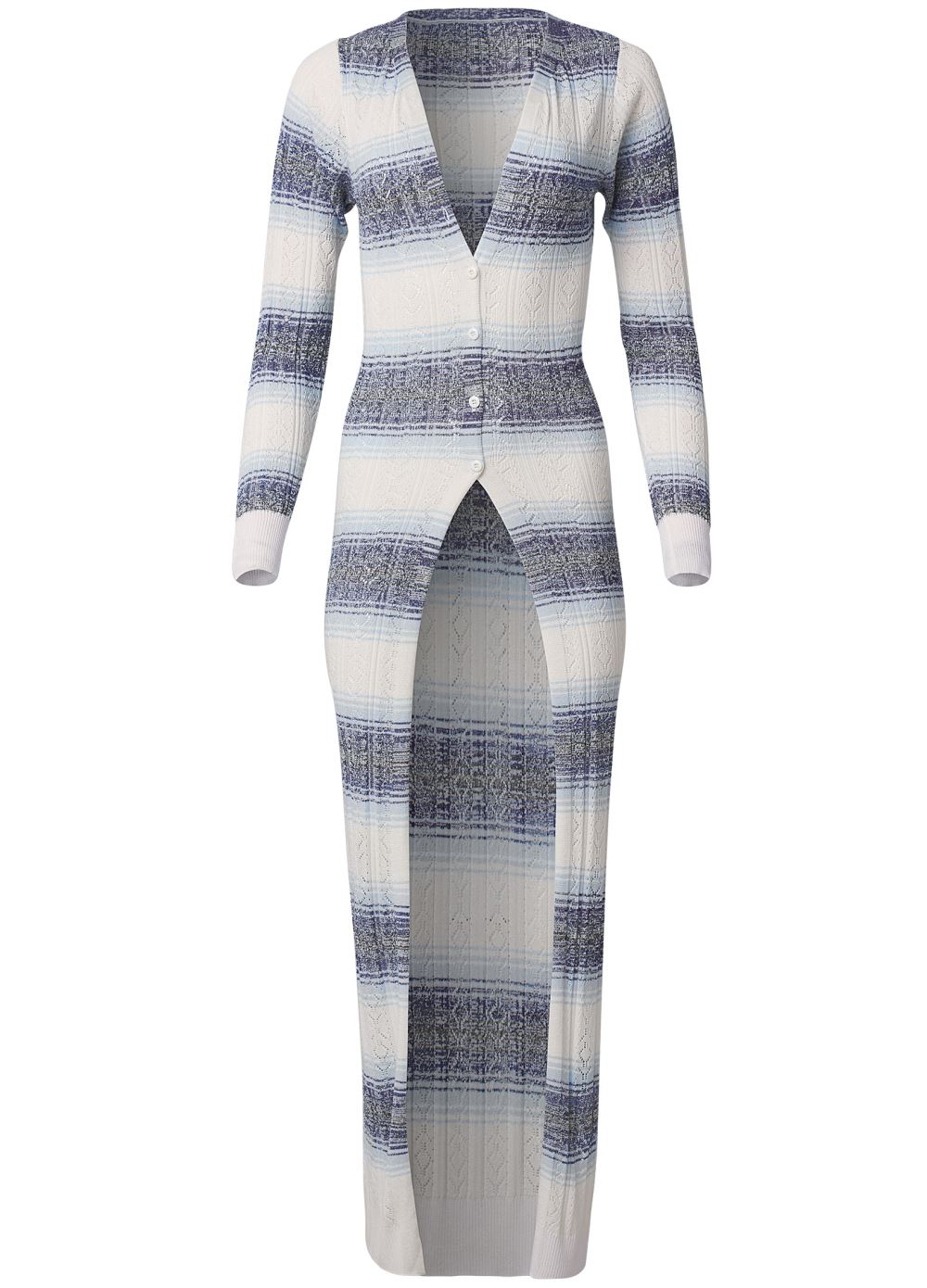 Venus Plus Size Ombre Striped Duster in White Multi
