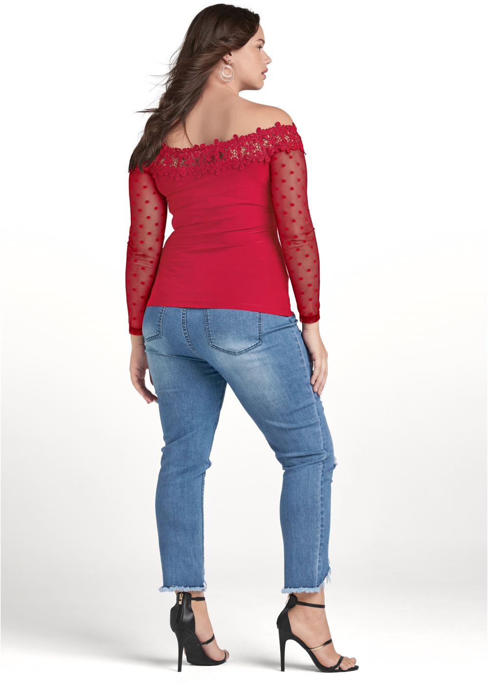 Venus Plus Size Swiss Dot Lace Top