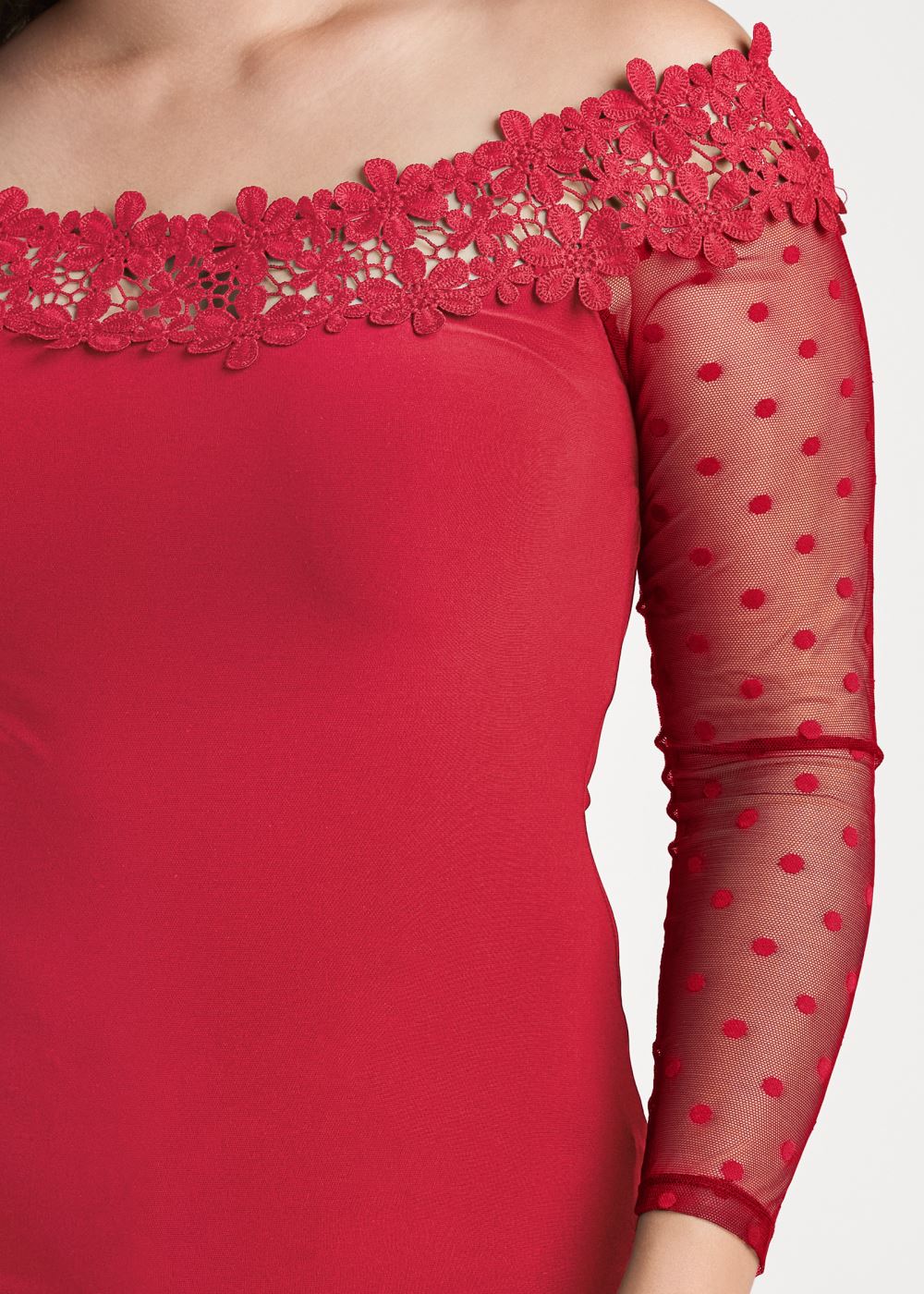 Venus Plus Size Swiss Dot Lace Top