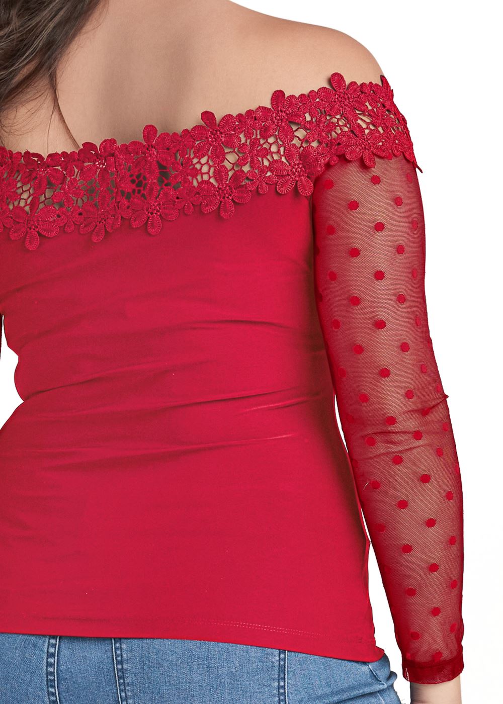 Venus Plus Size Swiss Dot Lace Top