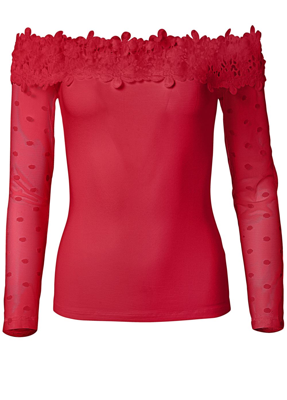 Venus Plus Size Swiss Dot Lace Top