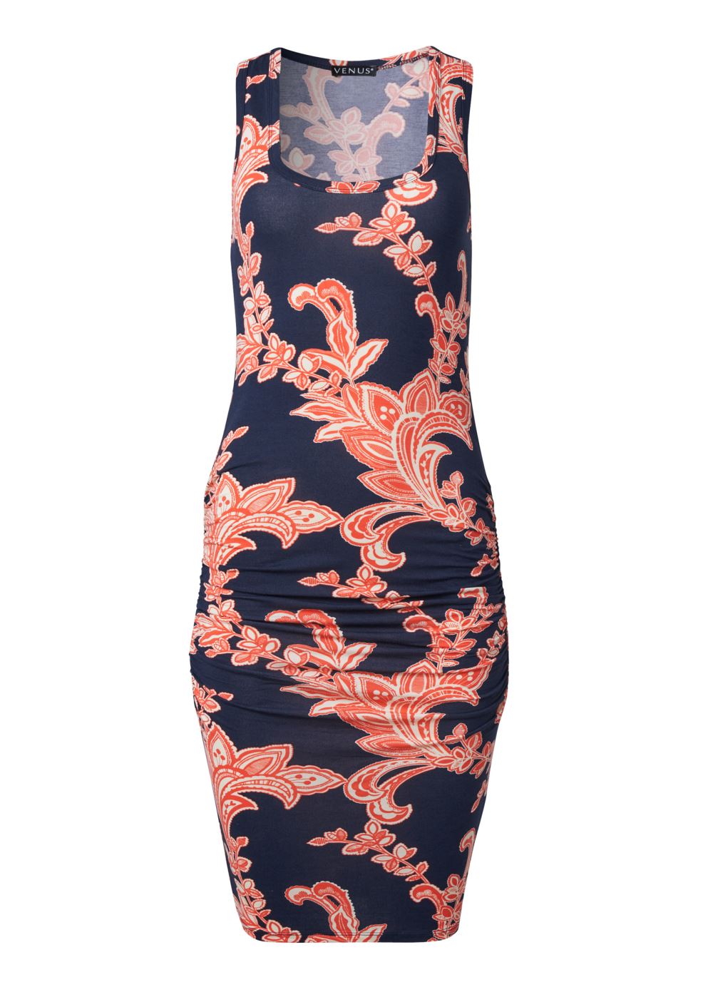 Venus Plus Size Sleeveless Ruched Bodycon Midi Dress
