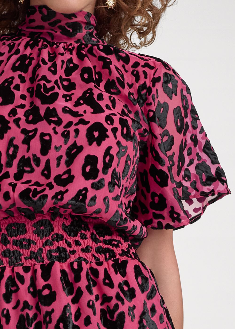 Venus Plus Size Burnout Velvet Smocked Dress