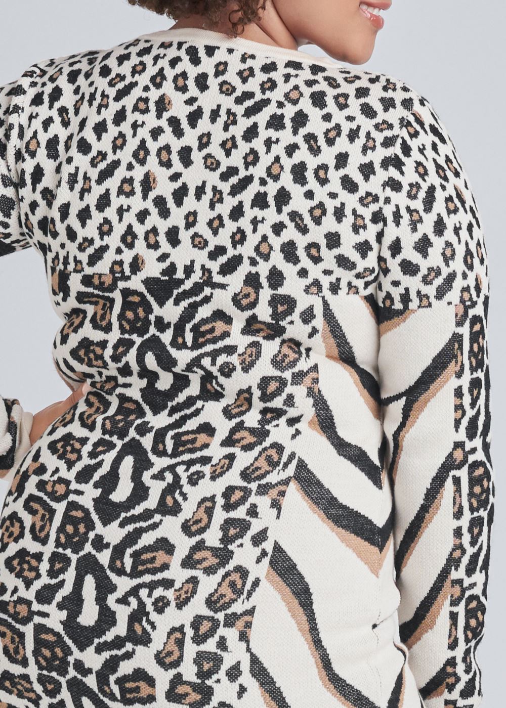 Venus Plus Size Animal Print Sweater Dress