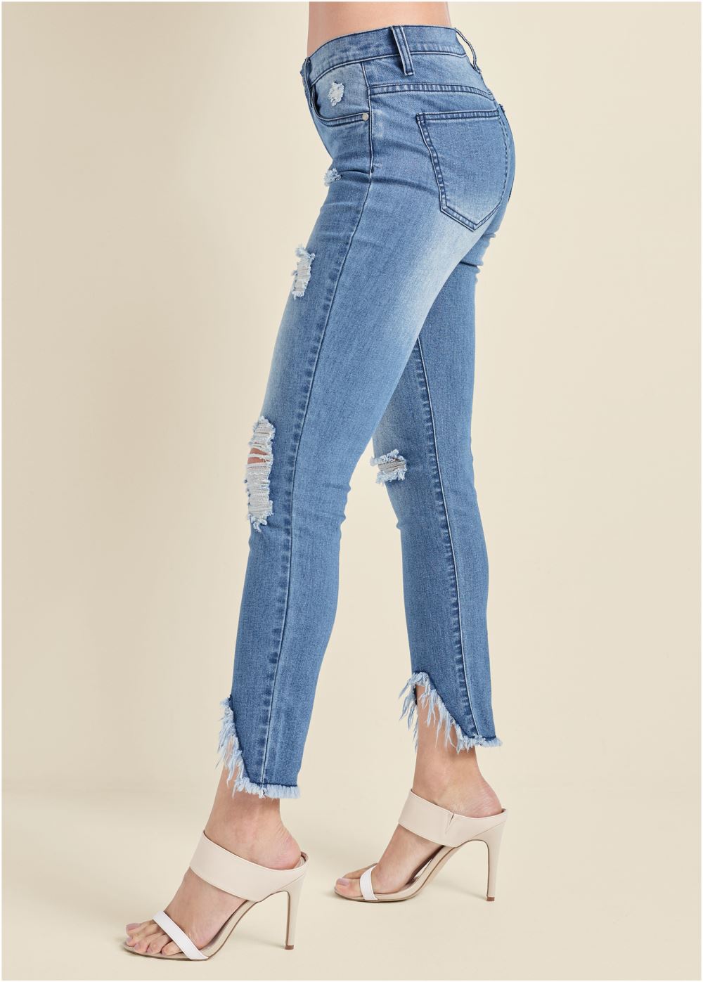 Venus Plus Size Triangle Hem Jeans in Medium Wash