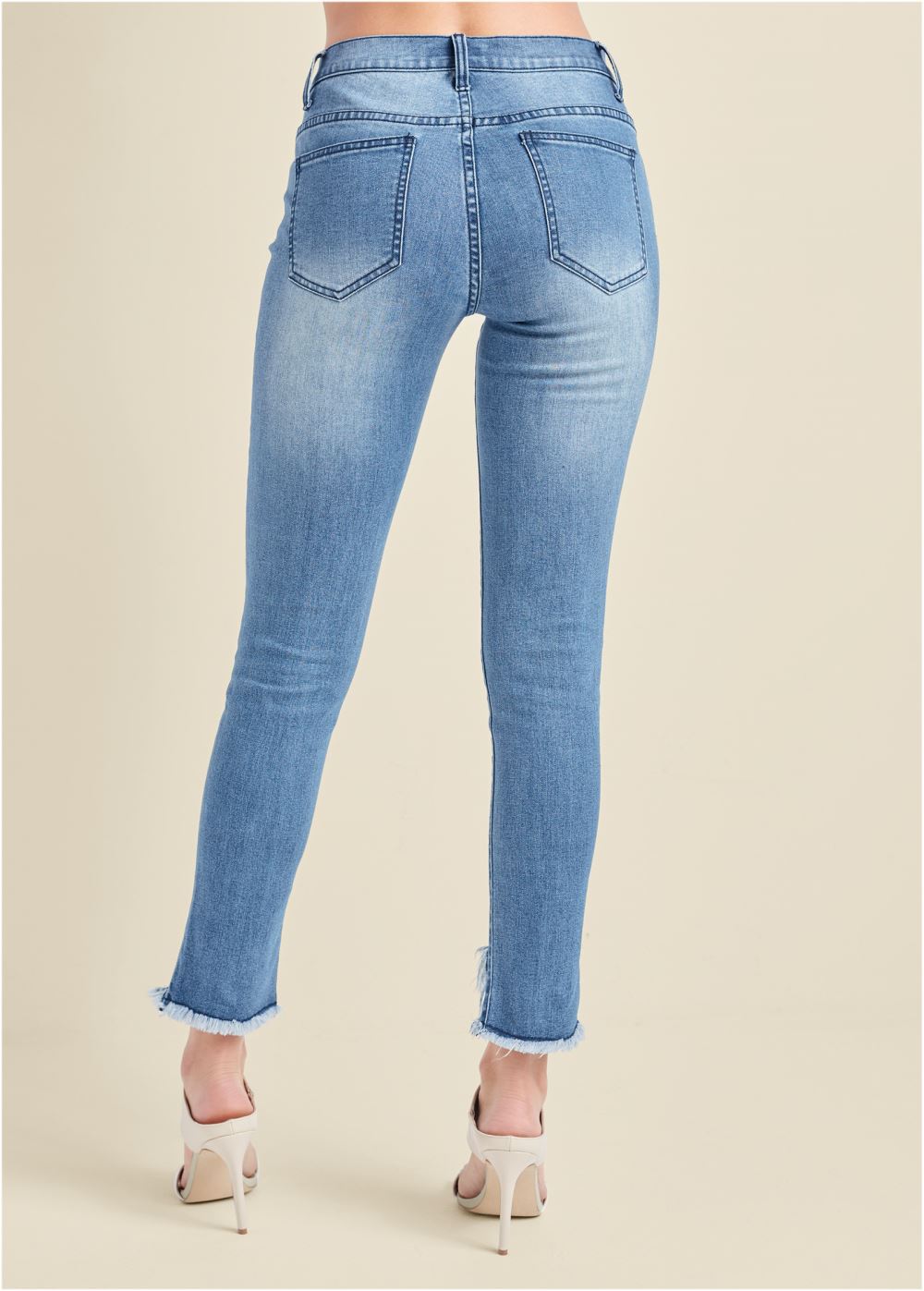 Venus Plus Size Triangle Hem Jeans in Medium Wash