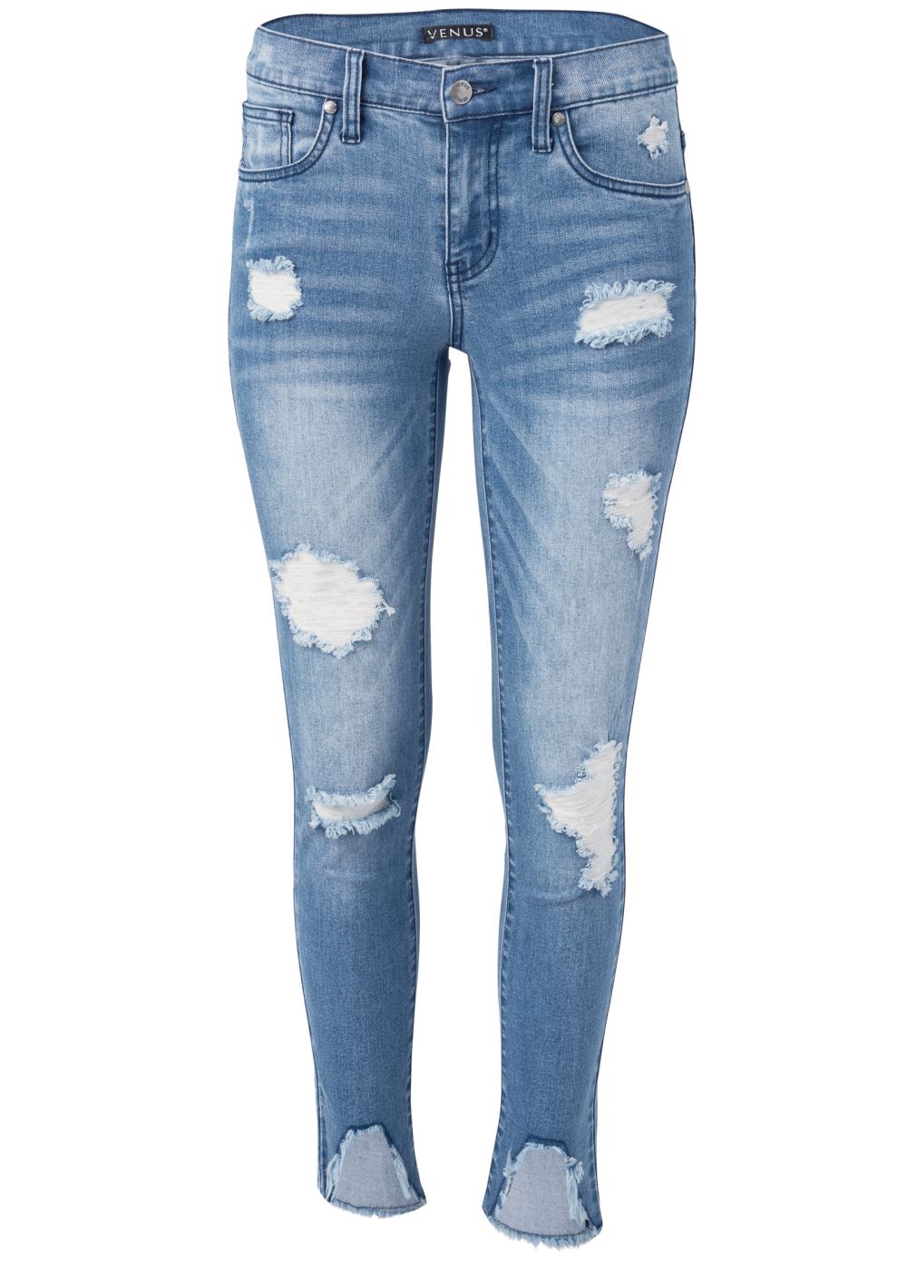 Venus Plus Size Triangle Hem Jeans in Medium Wash