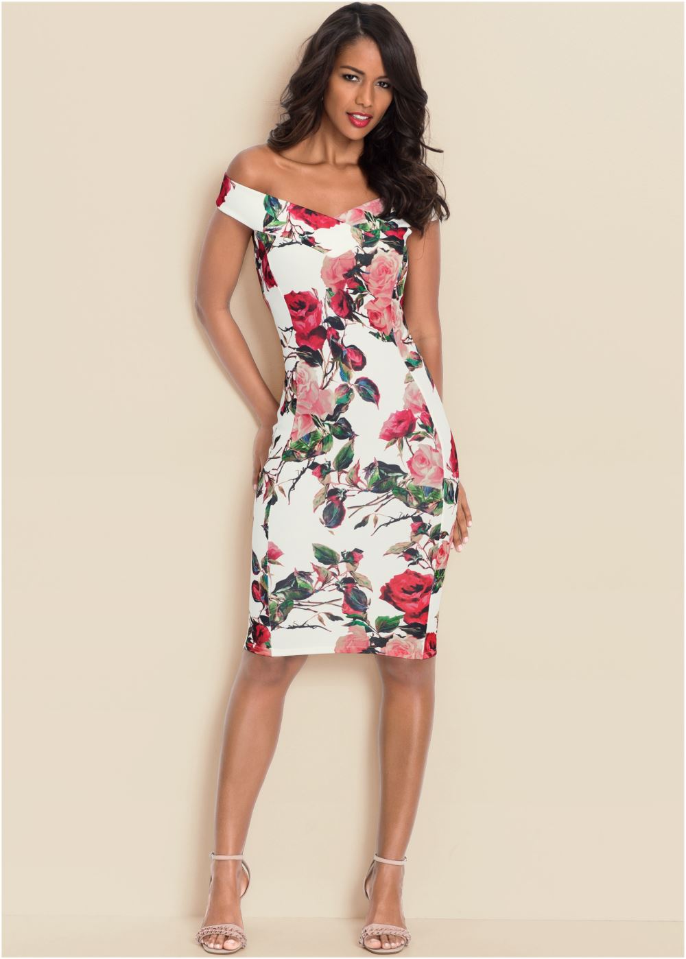 Venus Plus Size Floral Bodycon Dress