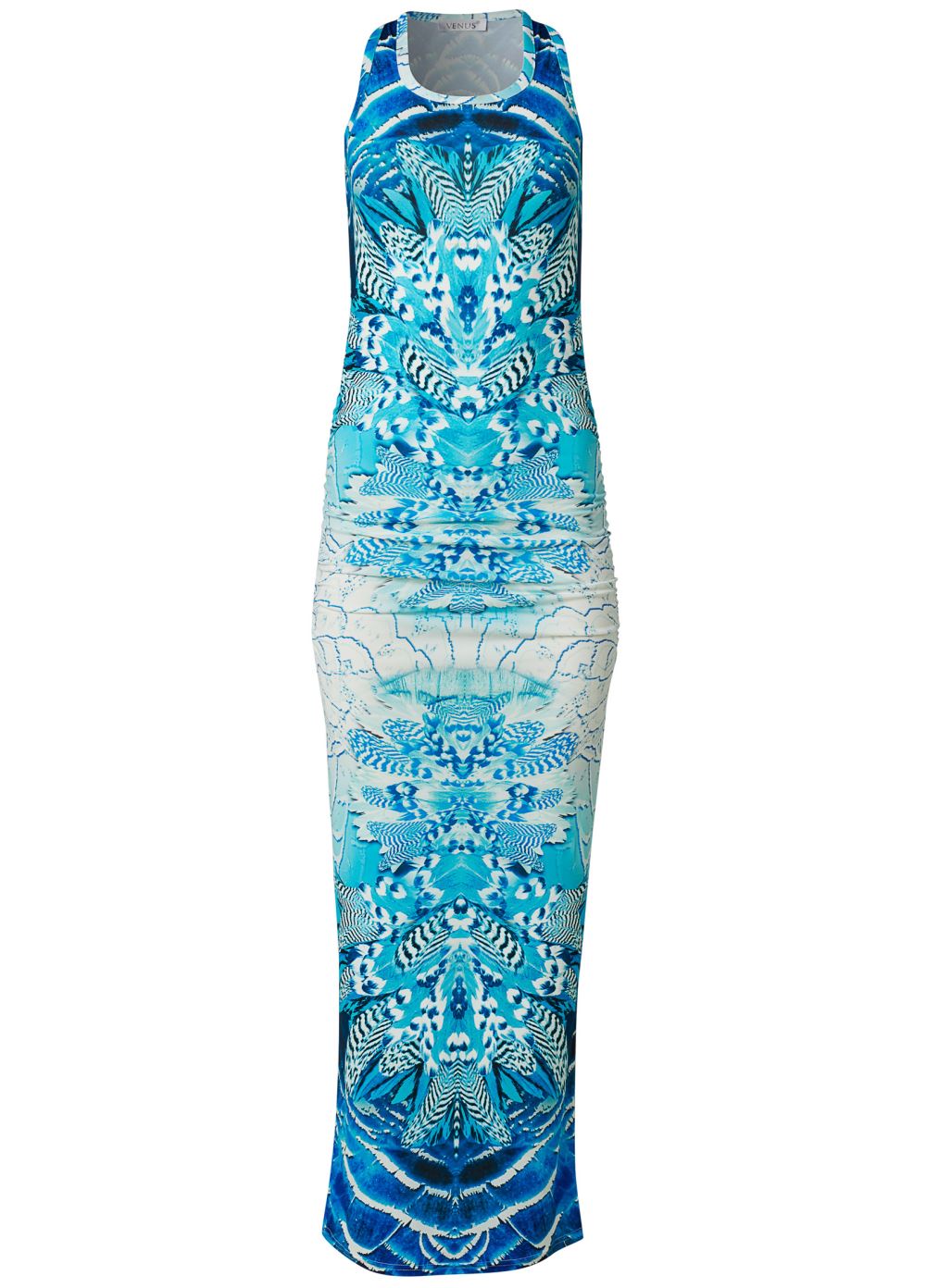 Venus Blue Multi RUCHED PRINTED MAXI DRESS