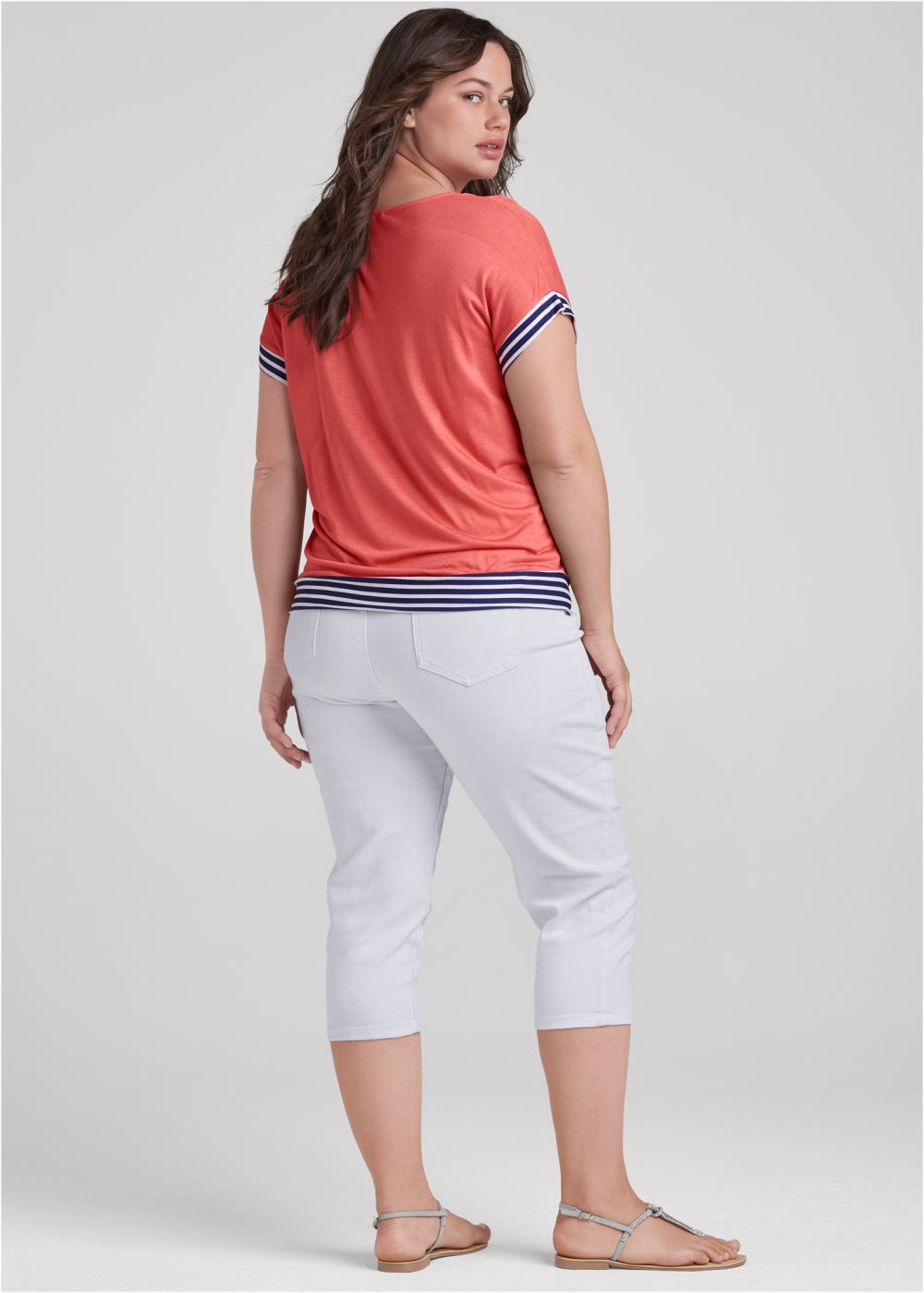 Venus Plus Size Tie Detail Printed Top