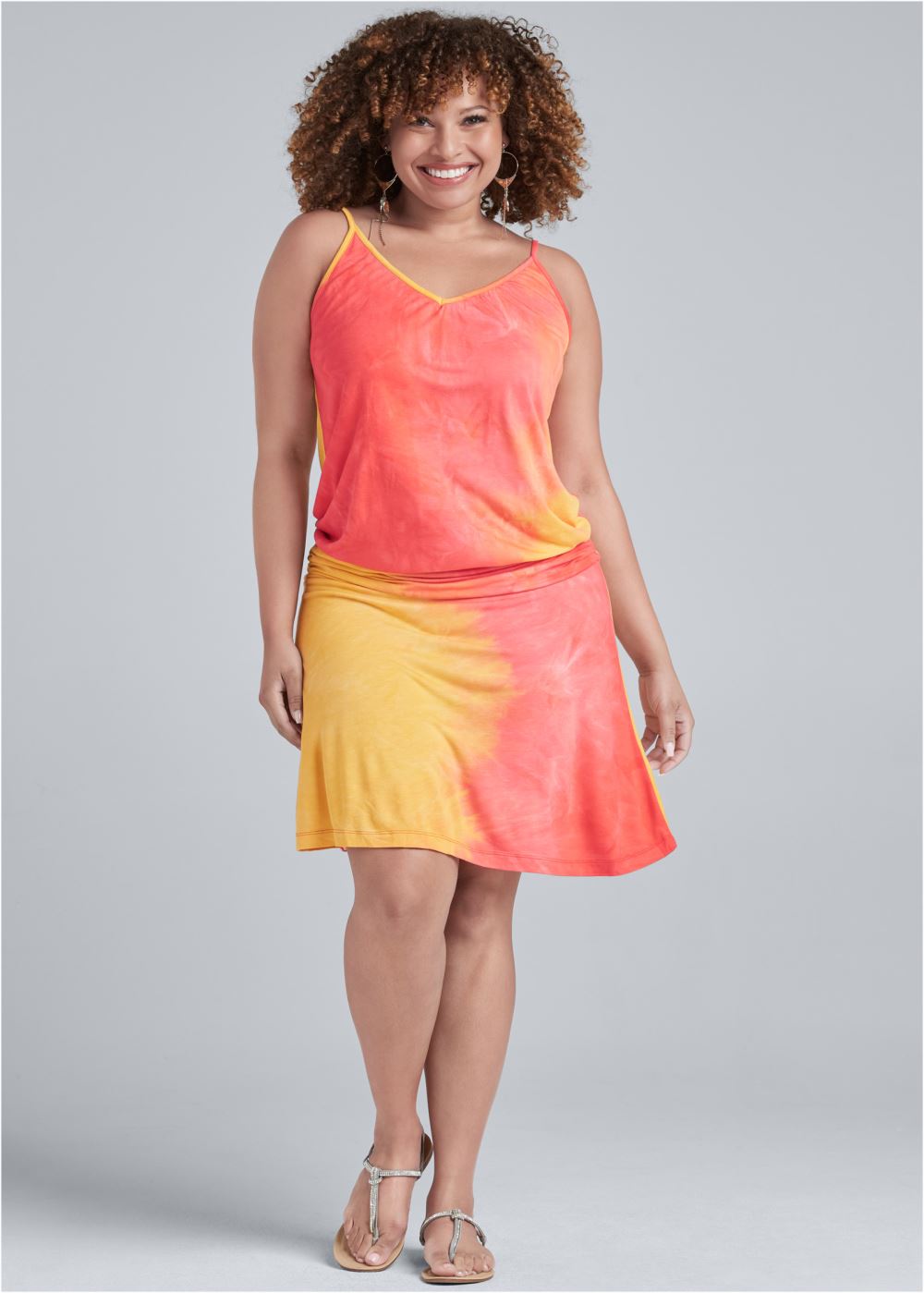 Venus Orange Multi CASUAL TANK DRESS