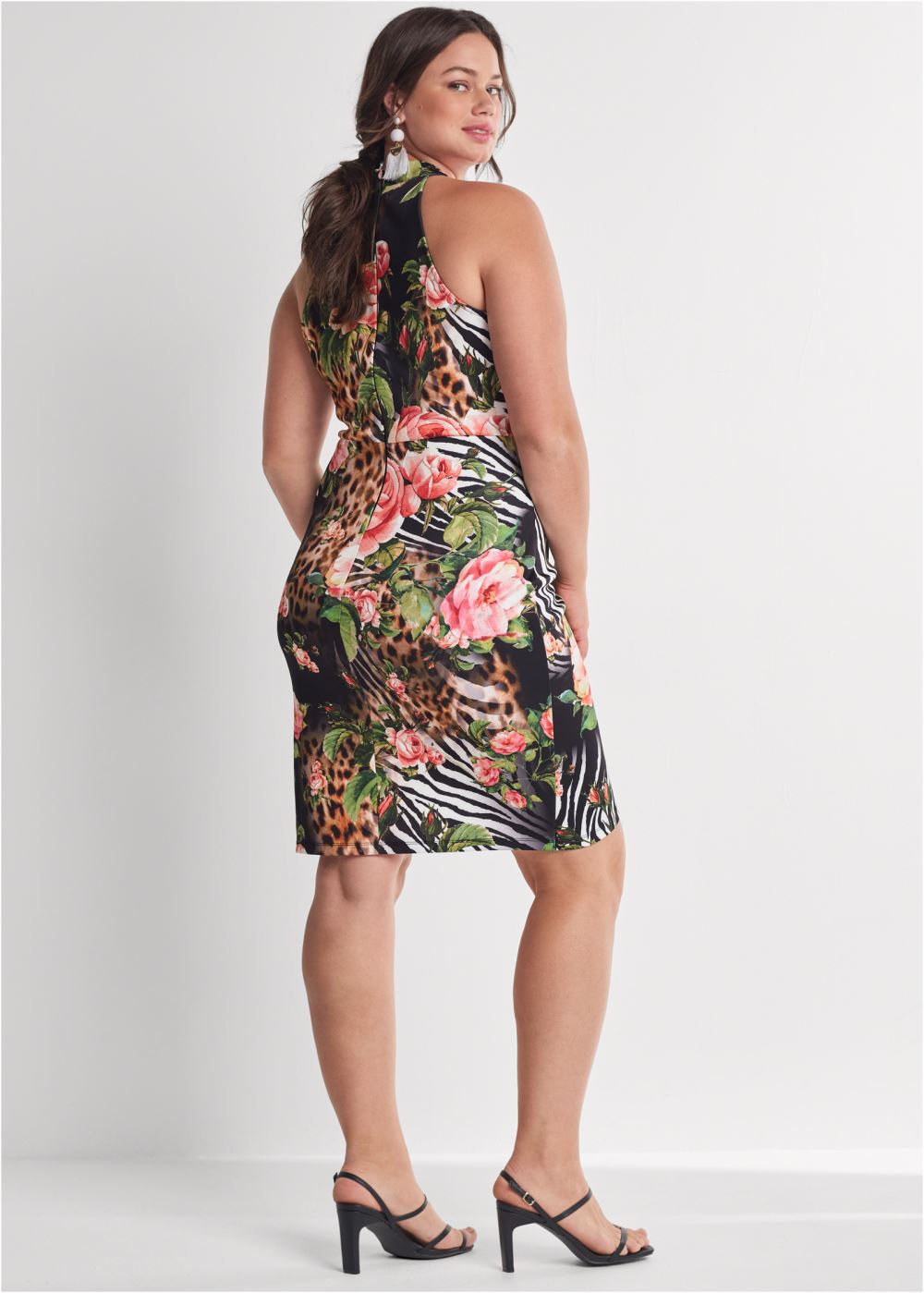 Venus Black Multi PRINTED BODYCON DRESS