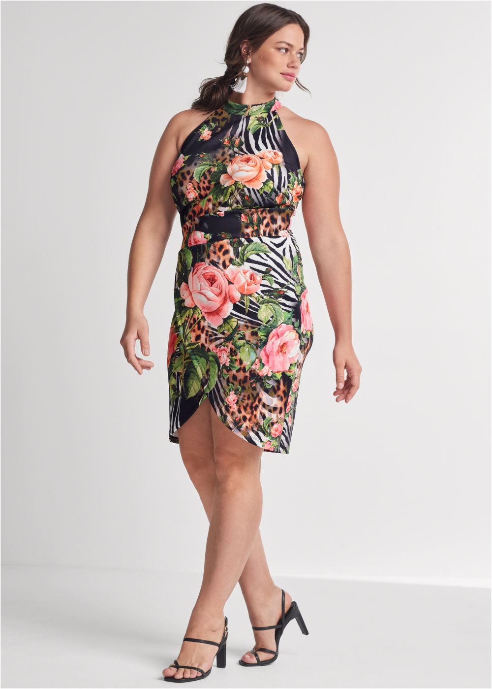 Venus Black Multi PRINTED BODYCON DRESS