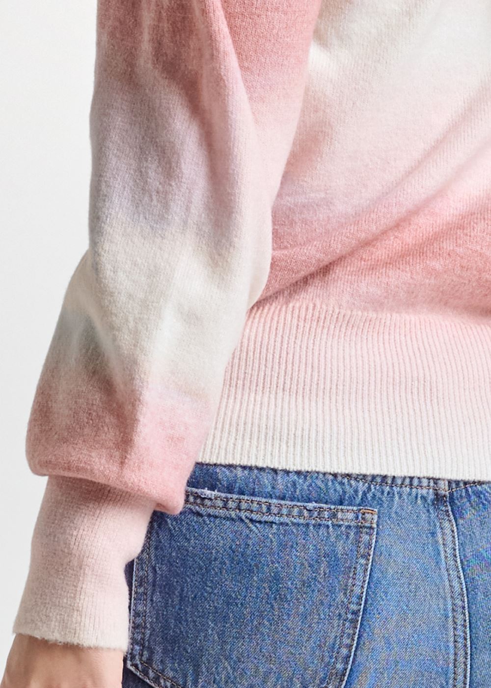 Venus Plus Size Ombre Balloon Sleeve Sweater  in Pink Multi