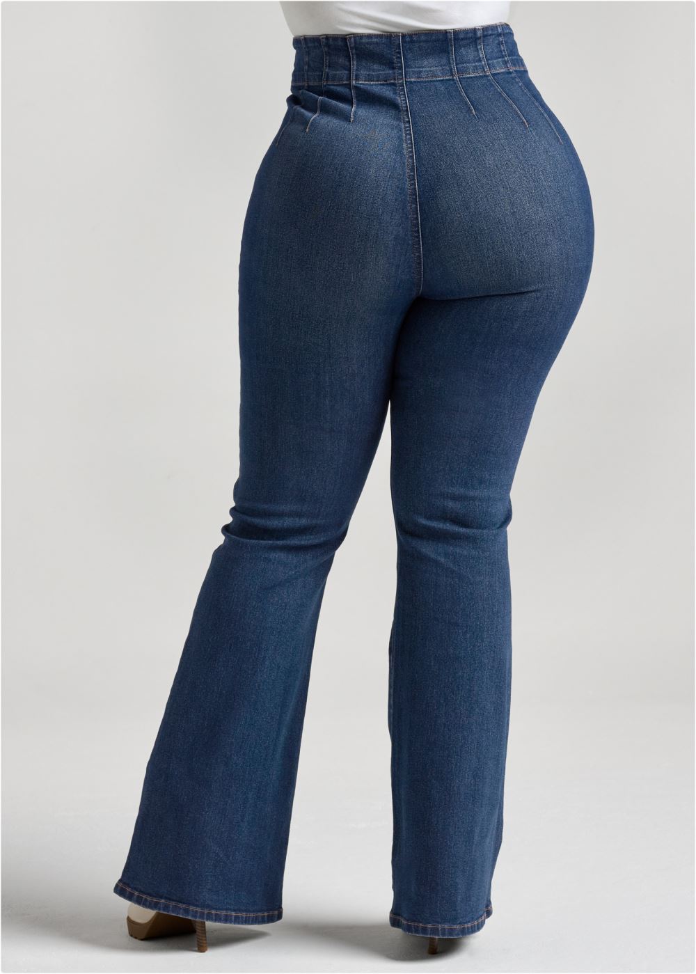 Venus Dark Wash PINTUCK SEMI-FLARE JEANS