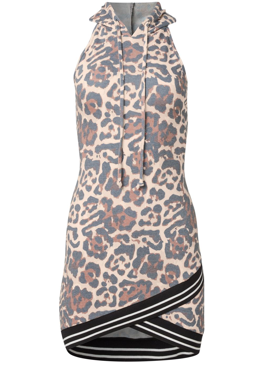 Venus Brown Multi HOODED DETAIL DRESS