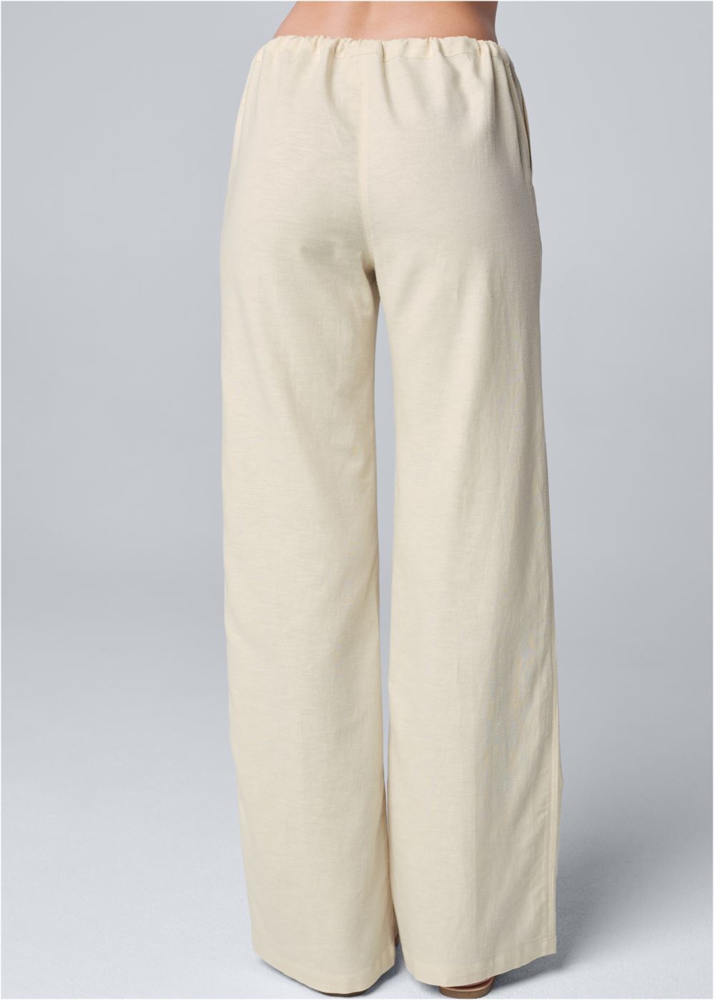 Venus Plus Size Linen Drawstring Pants in Sand