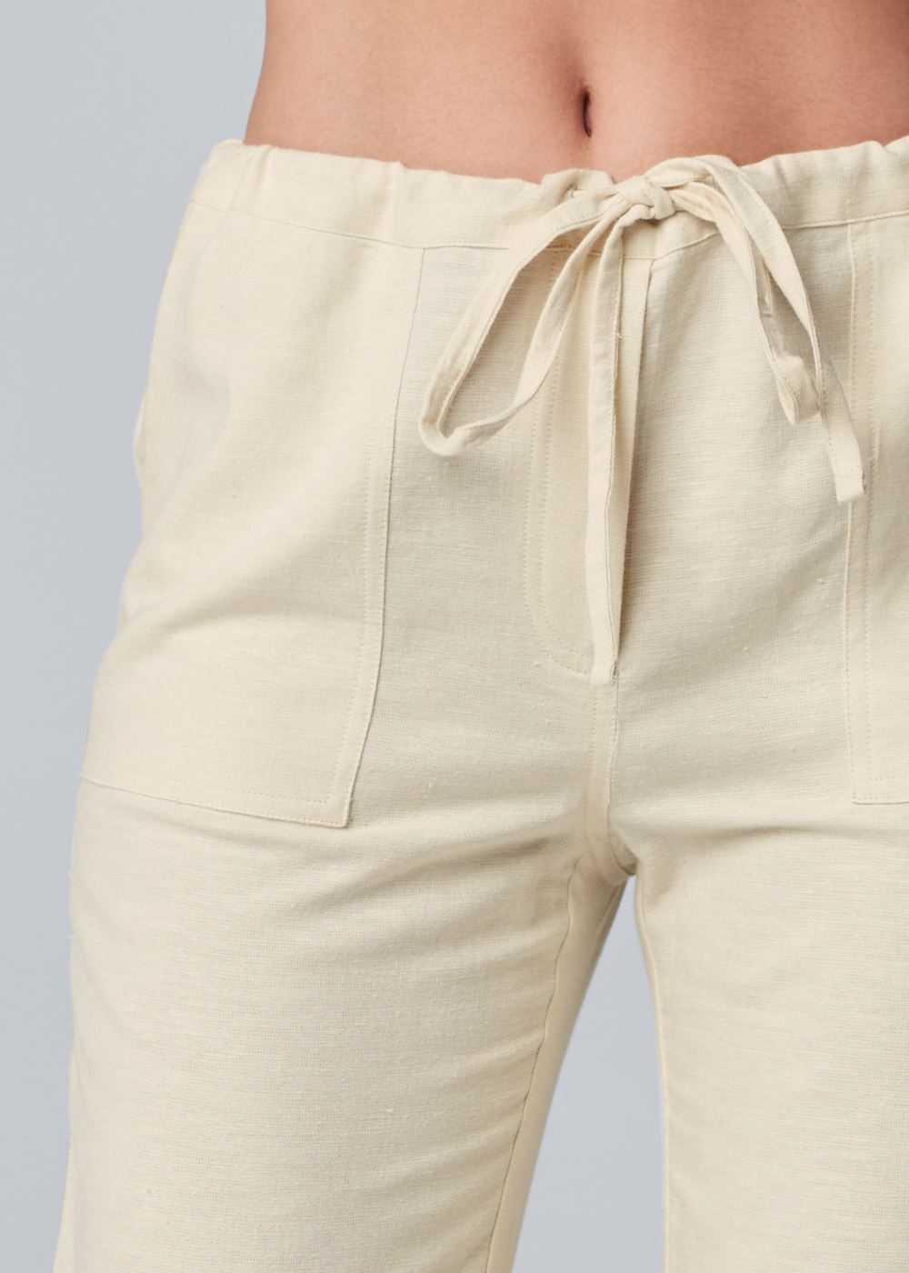 Venus Plus Size Linen Drawstring Pants in Sand