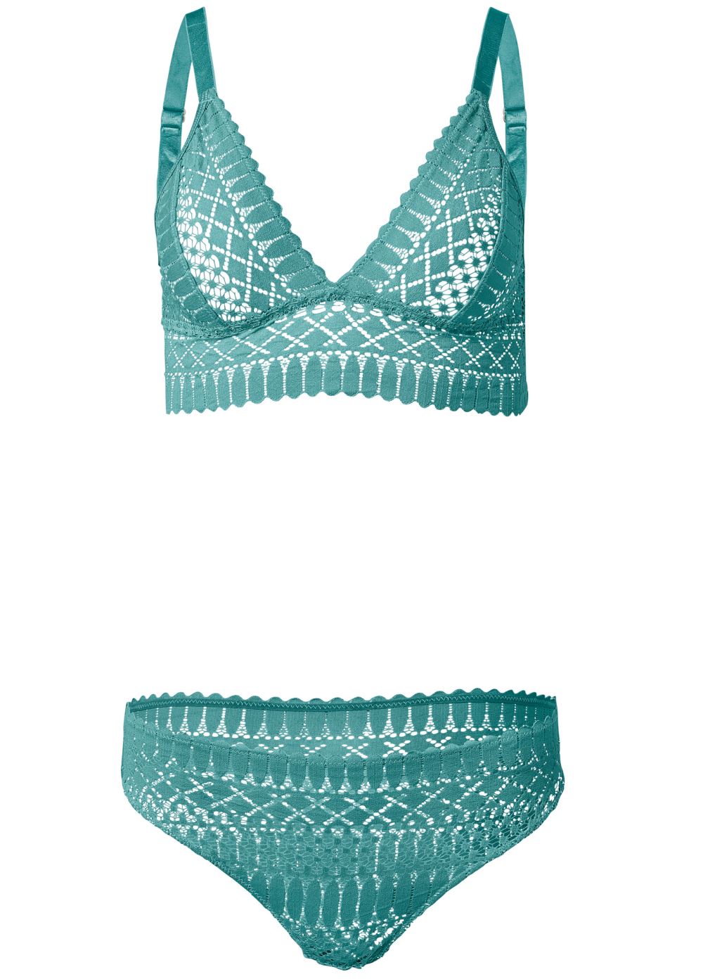 Venus Teal GEO LACE BRA AND PANTY SET