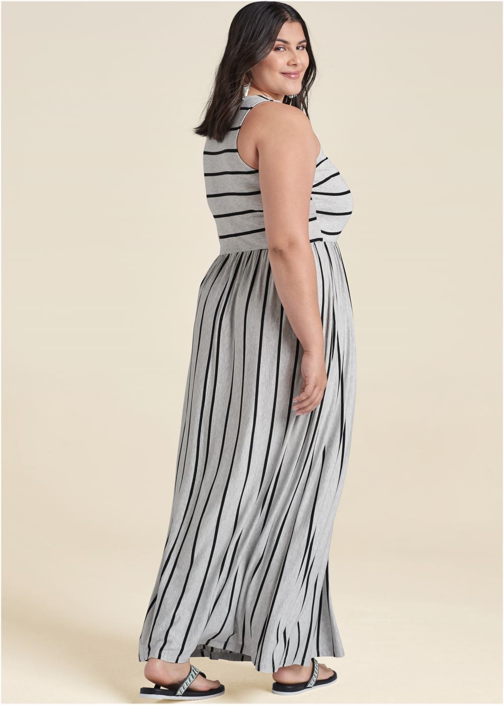 Venus Heather Grey & Black CASUAL MAXI DRESS