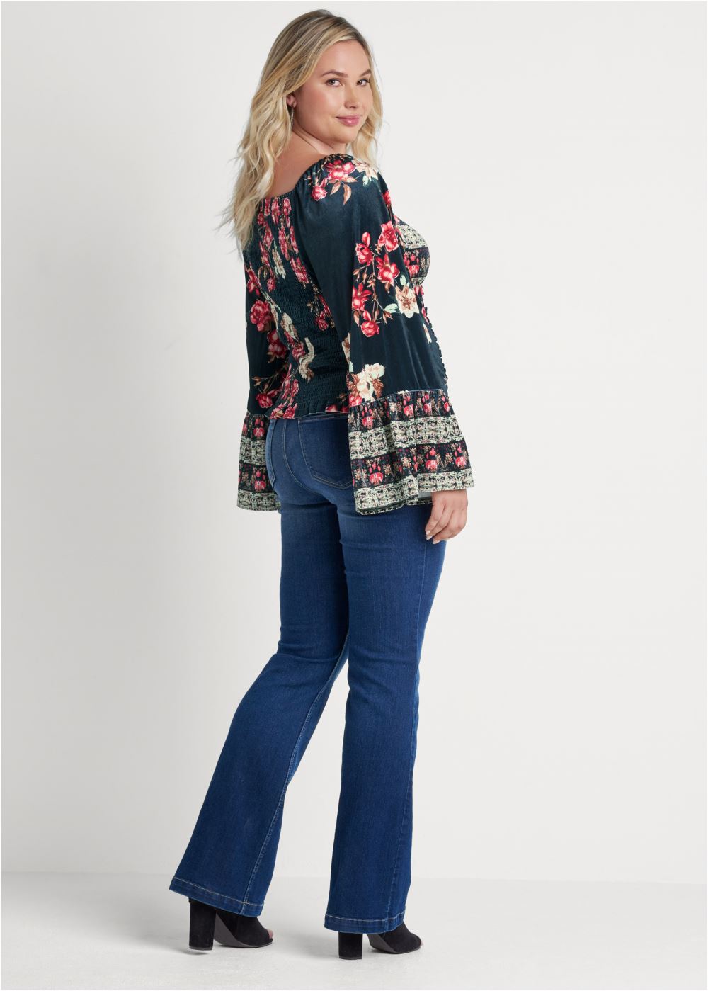 Venus Plus Size Velvet Floral Print Top