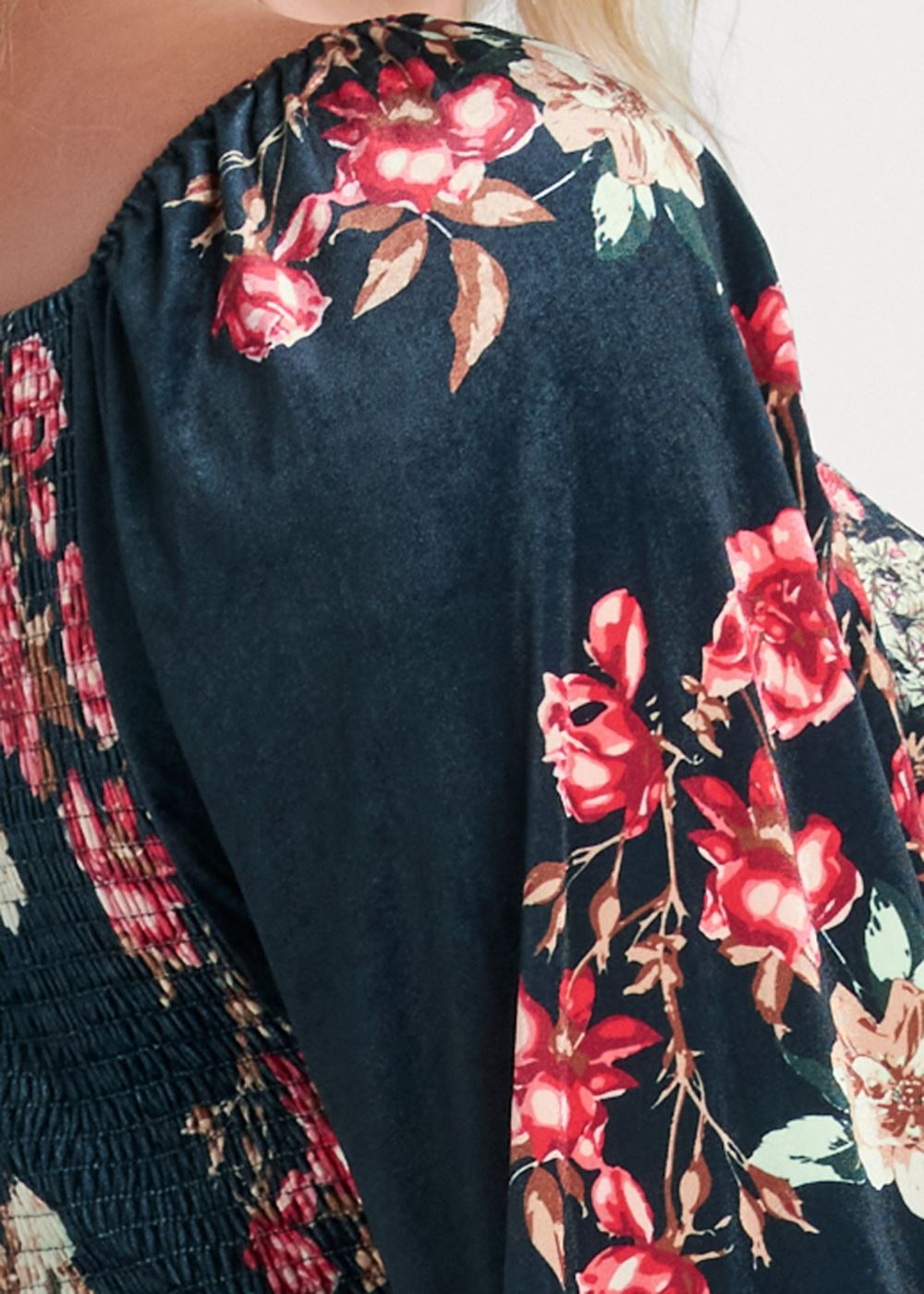 Venus Plus Size Velvet Floral Print Top