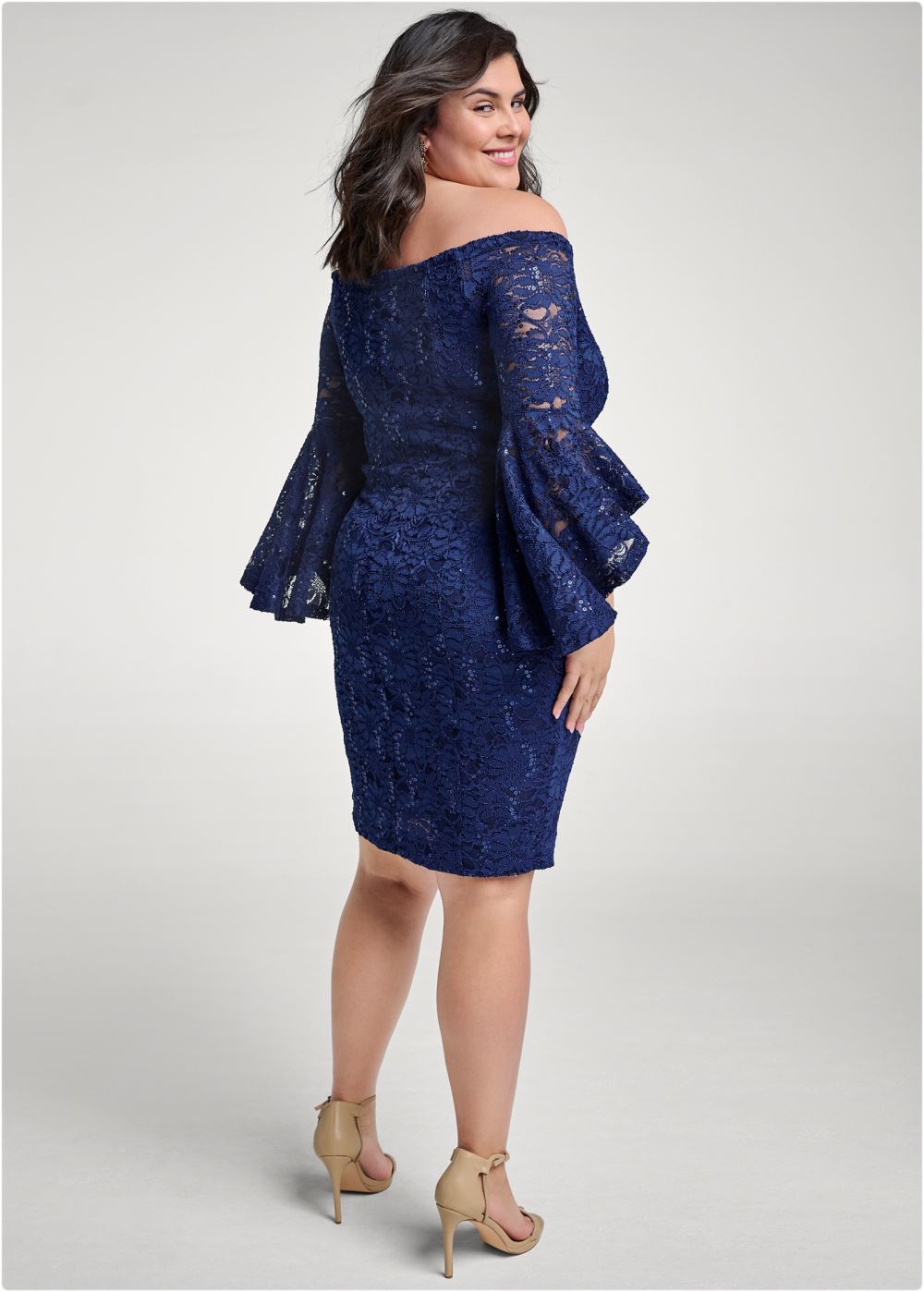 Venus Plus Size Sequin Lace Bodycon Dress
