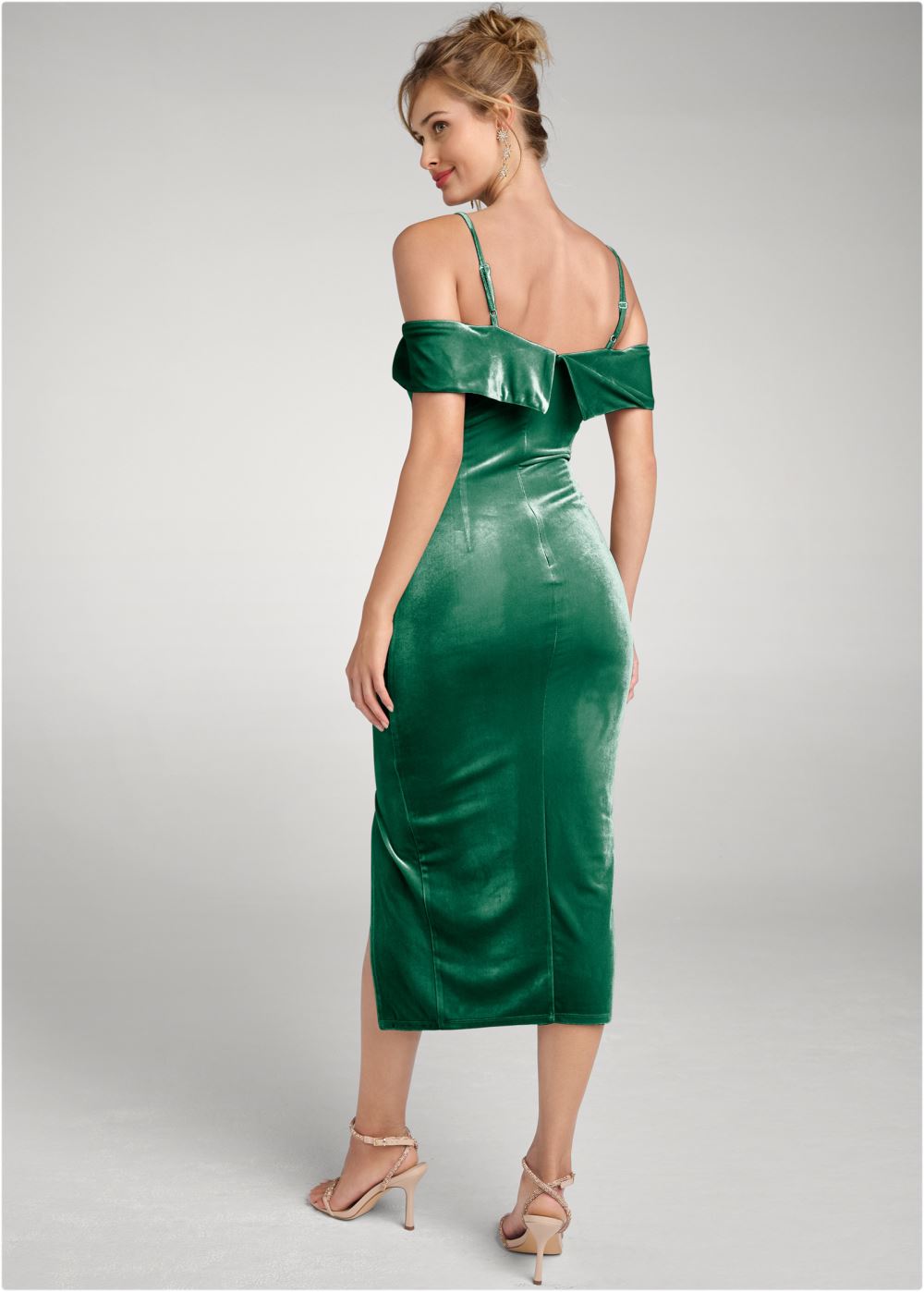 Venus Plus Size Cold-Shoulder Velvet Dress
