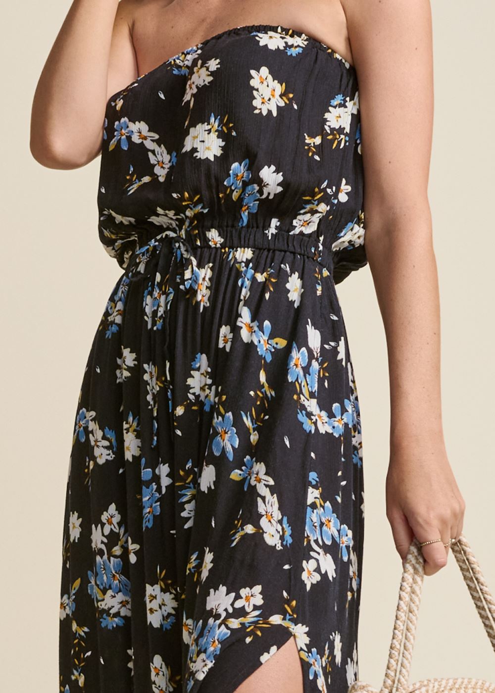 Venus Plus Size Strapless Side Slit Dress