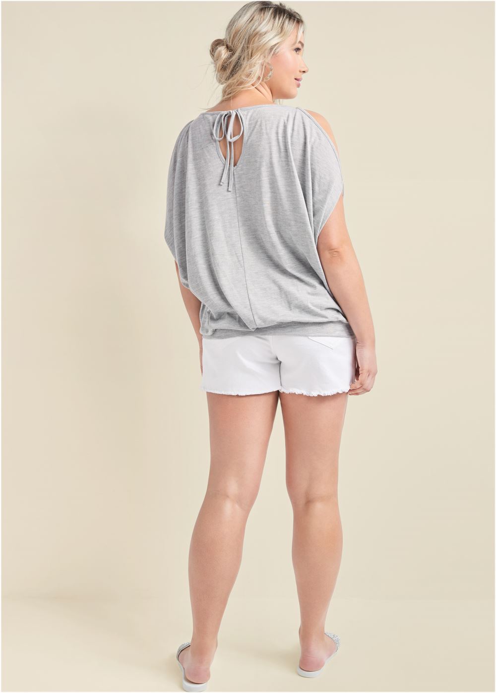 Venus Plus Size Cold-Shoulder Sequin Top