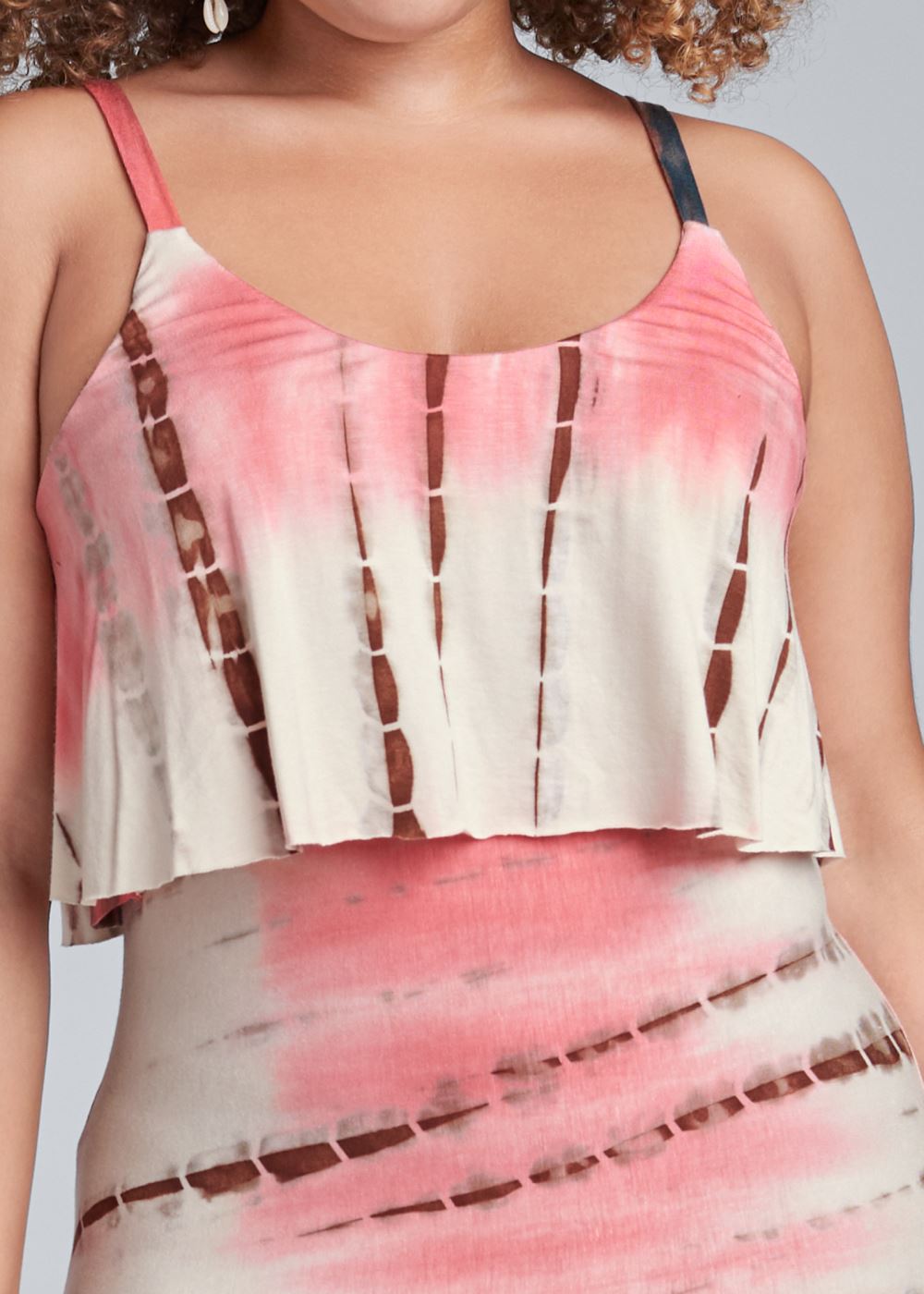 Venus Plus Size Overlay Tie Dye Maxi Dress