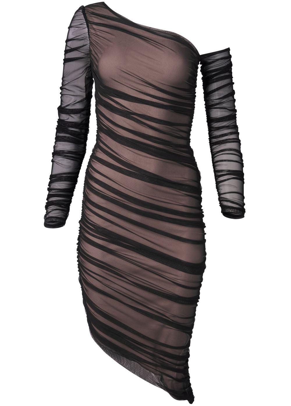 Venus Plus Size Ruched Mesh Bodycon Dress