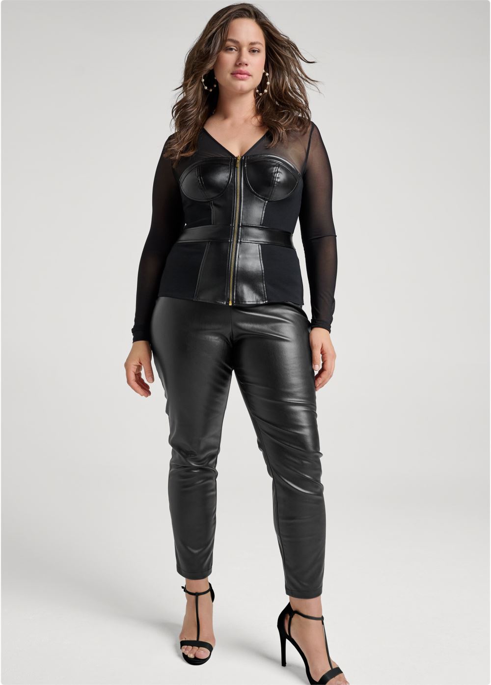 Venus Plus Size Faux-Leather Bustier Top