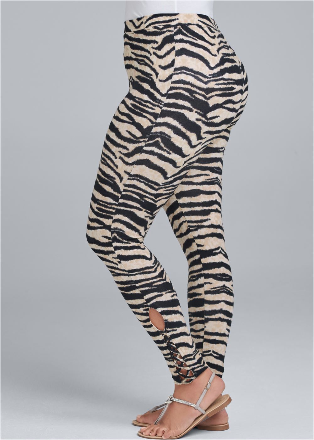 Venus Plus Size Ankle Detail Leggings in Black