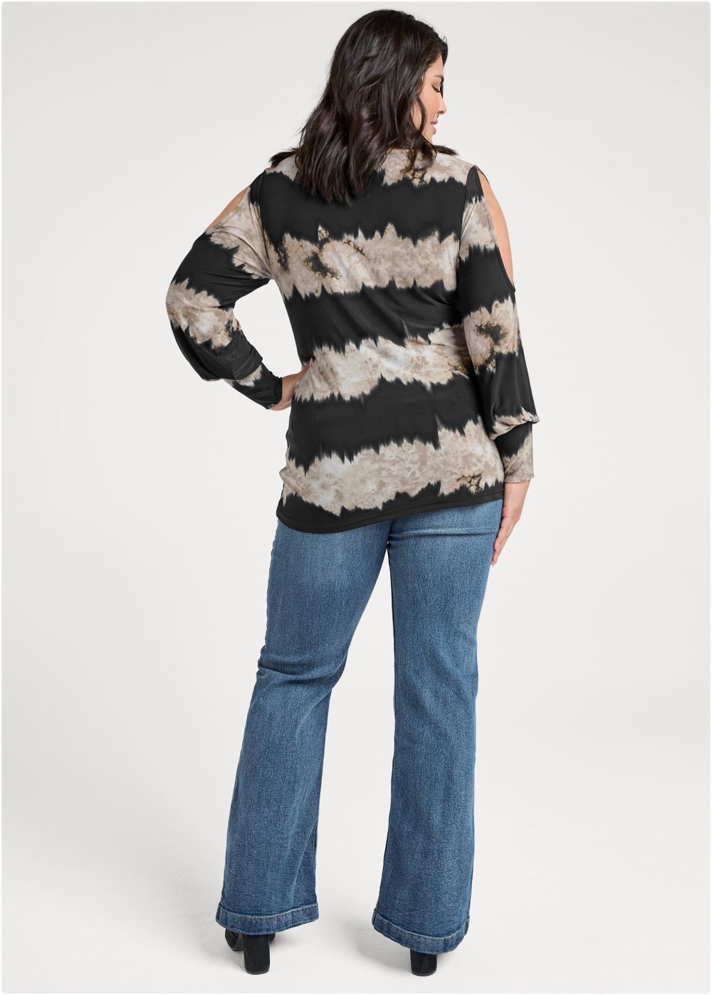 Venus Plus Size Tie-Dye Cold-Shoulder Top
