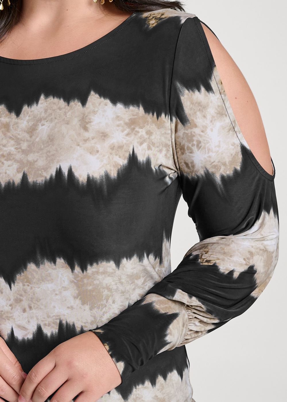 Venus Plus Size Tie-Dye Cold-Shoulder Top