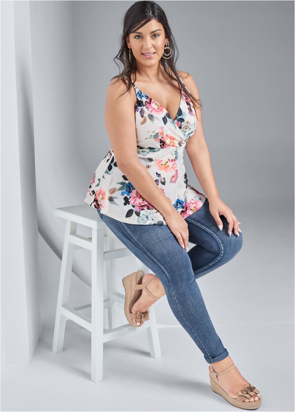 Venus Plus Size Floral Peplum Top