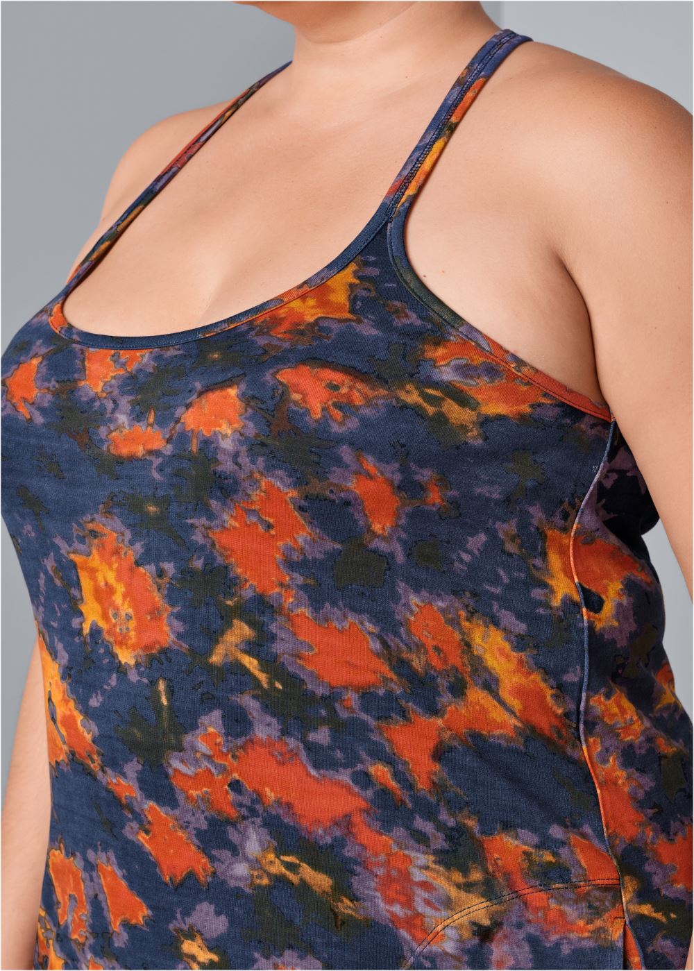 Venus Plus Size Tie-Dye Tank Dress in Blue Multi