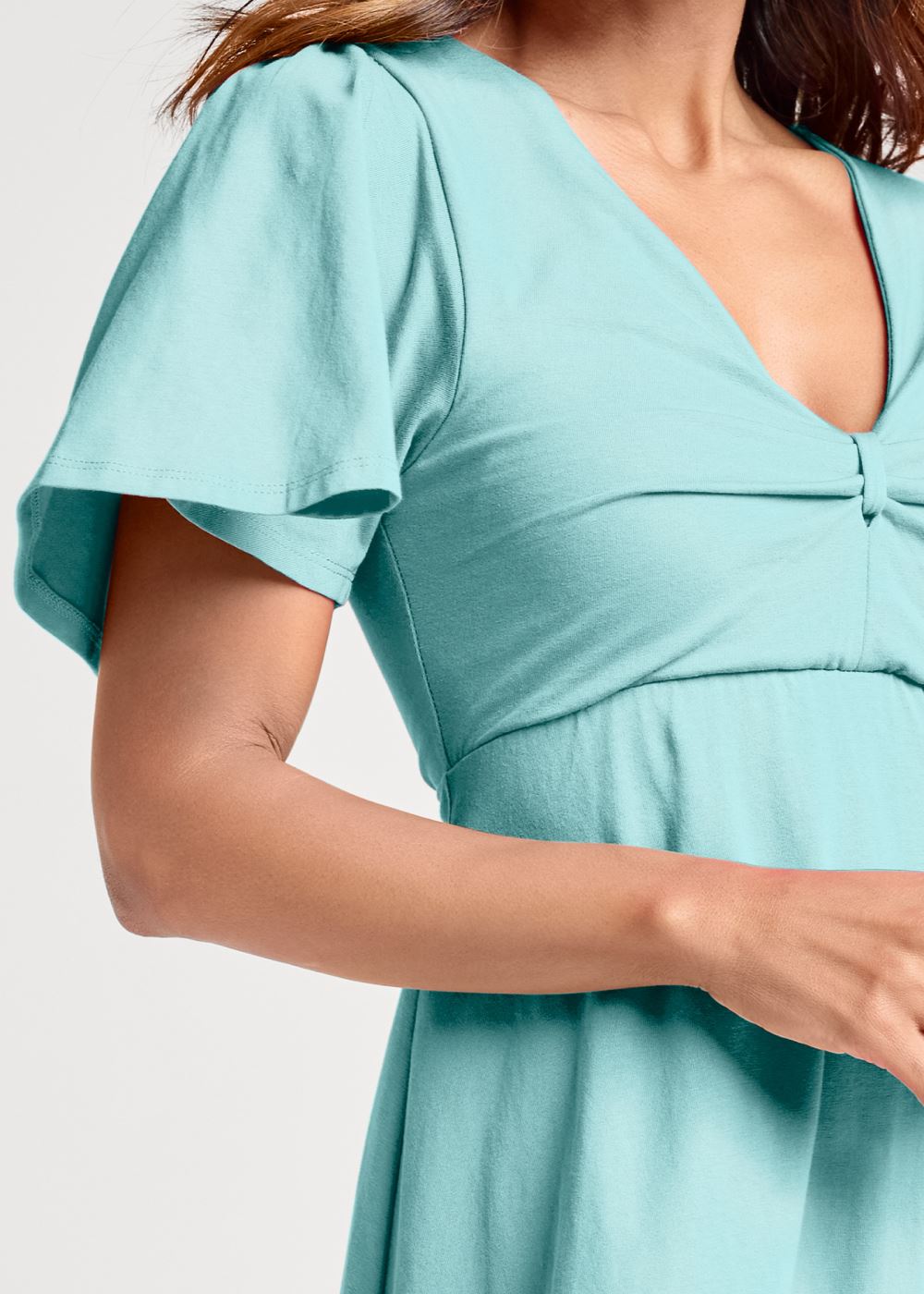 Venus Mint Flutter Sleeve V-Neck Dress