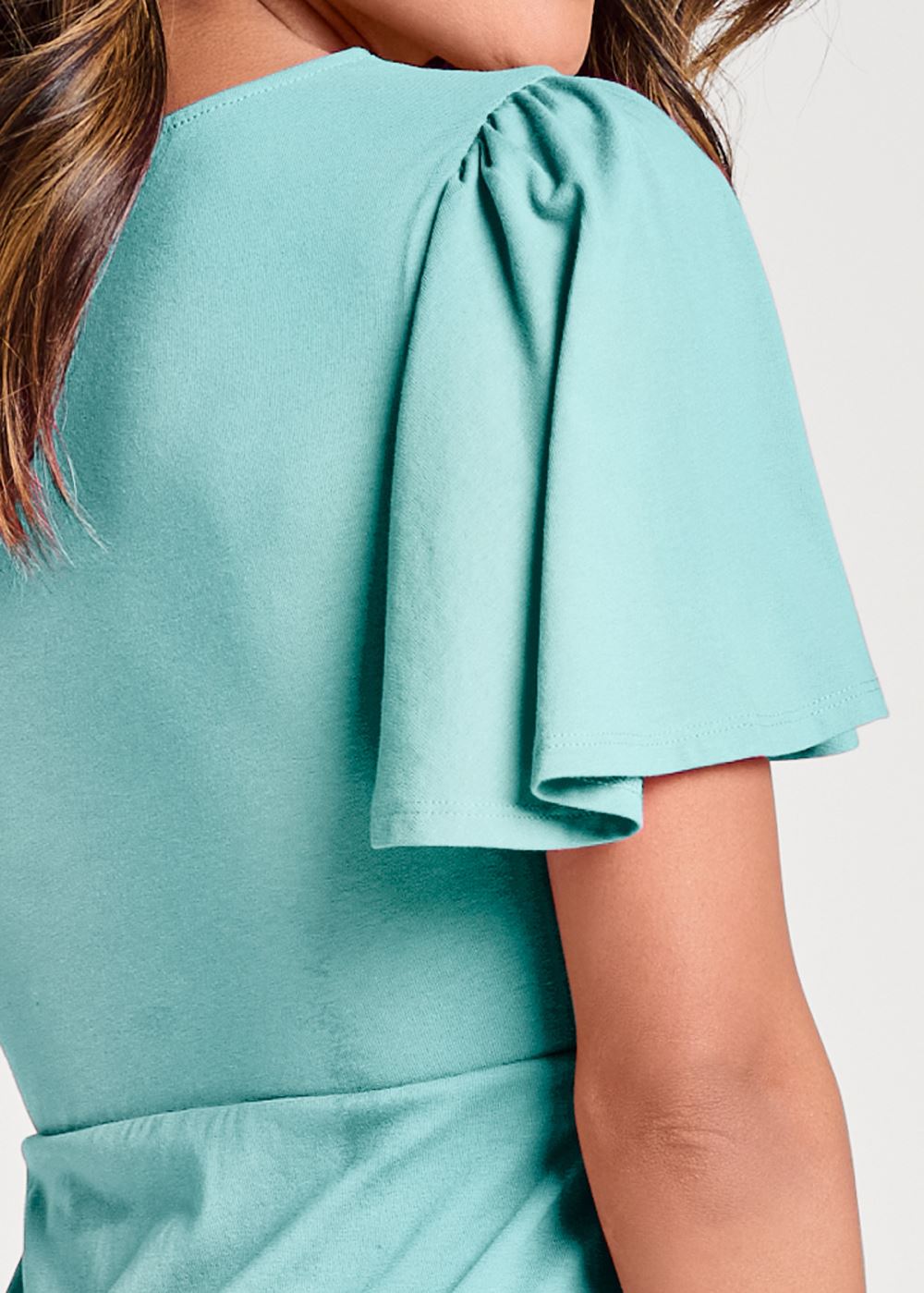 Venus Mint Flutter Sleeve V-Neck Dress